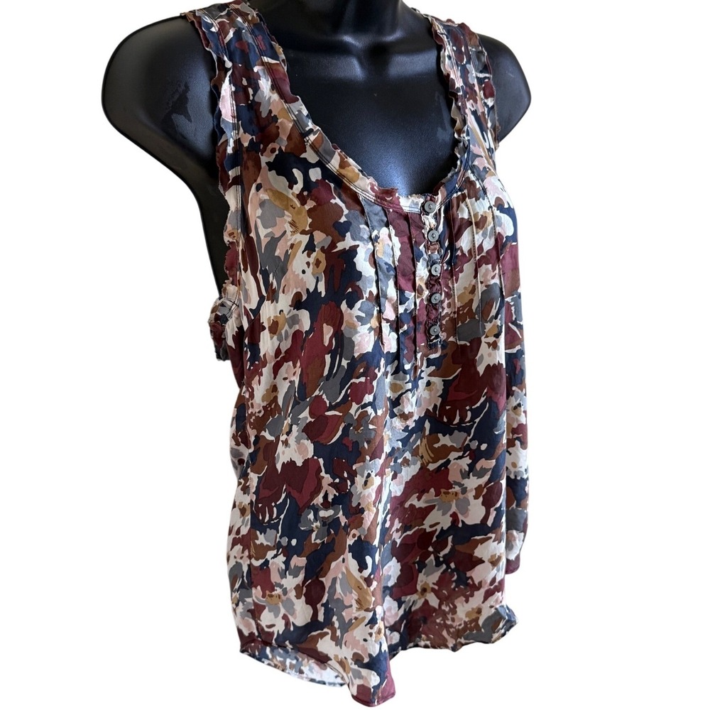 Y2K Abercrombie Floral Pintuck Tank Top Sheer Layering Soft Boho Preppy Vibe S - Picture 2 of 7